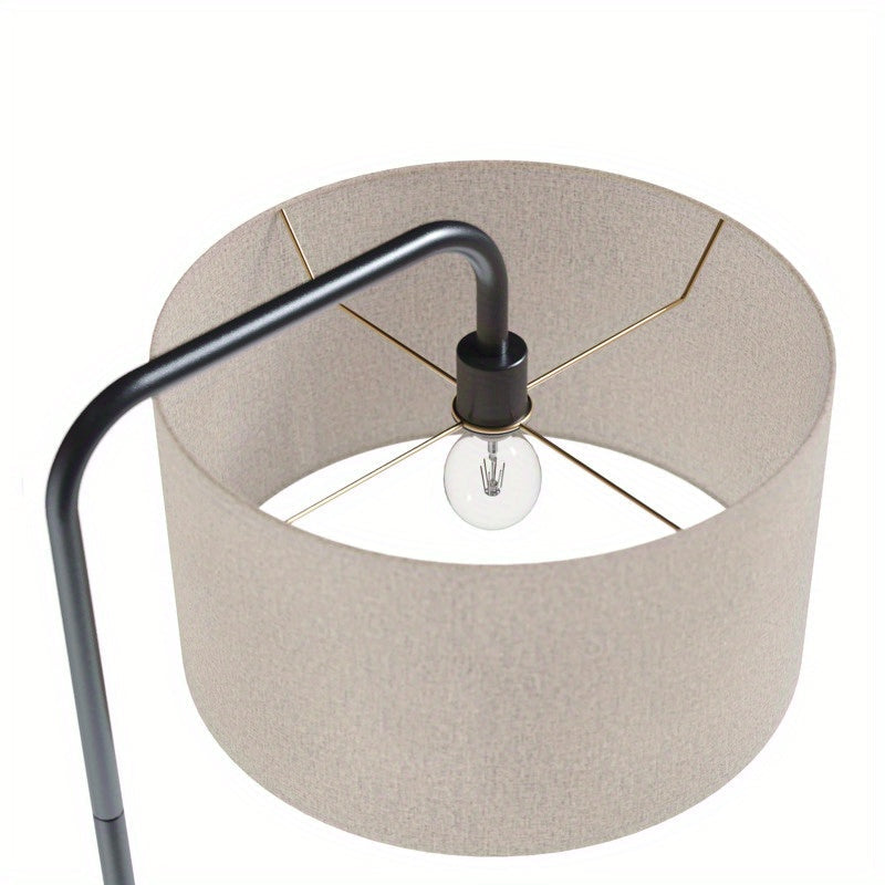 Puck 63" Contemporary Metal Floor Lamp in Oil Rubbed Bronze with Beige Linen Shade from Grandview Gallery by LumiSource