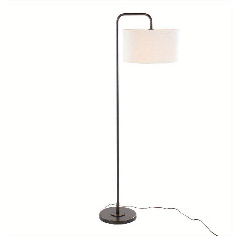 Puck 63" Contemporary Metal Floor Lamp in Oil Rubbed Bronze with Beige Linen Shade from Grandview Gallery by LumiSource