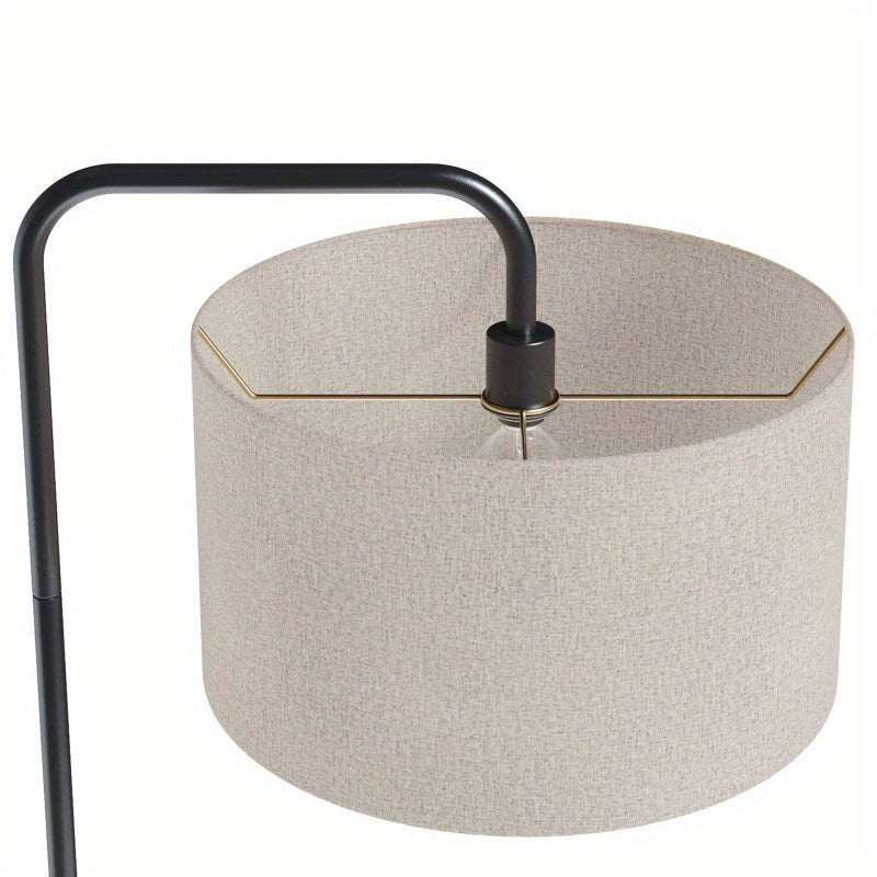 Puck 63" Contemporary Metal Floor Lamp in Oil Rubbed Bronze with Beige Linen Shade from Grandview Gallery by LumiSource