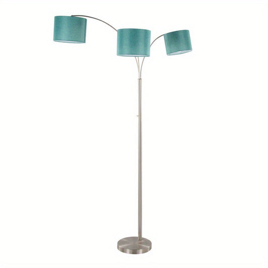 Willow Trio 84" Contemporary Metal Floor Lamp in Brushed Nickel and Turquoise Linen from Grandview Gallery by LumiSource