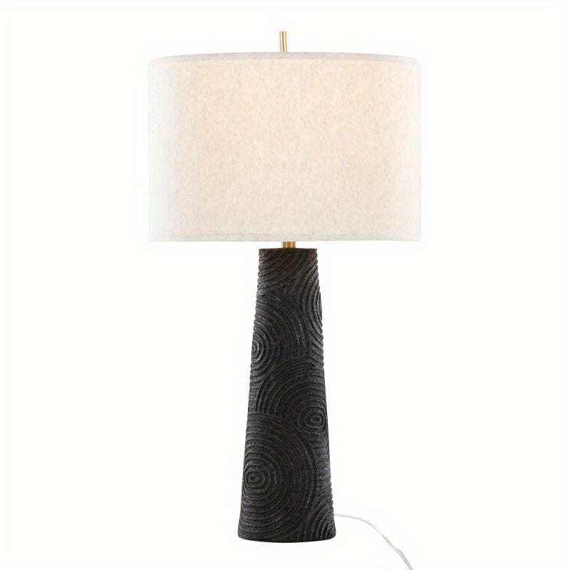 Kona 31" Contemporary Polyresin Table Lamp in Matte Black Polyresin, Modern Brass and Natural Linen Shade from Grandview Gallery by LumiSource - Set of 2