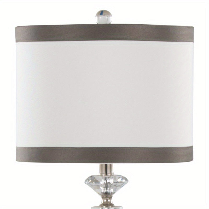 Diamond Torch 25.75" Crystal Contemporary Table Lamp in Clear K9 Crystal, Off-White Linen Shade with Dark Grey Trim and Polished Nickel Accents from Grandview Gallery by LumiSource - Set of 2