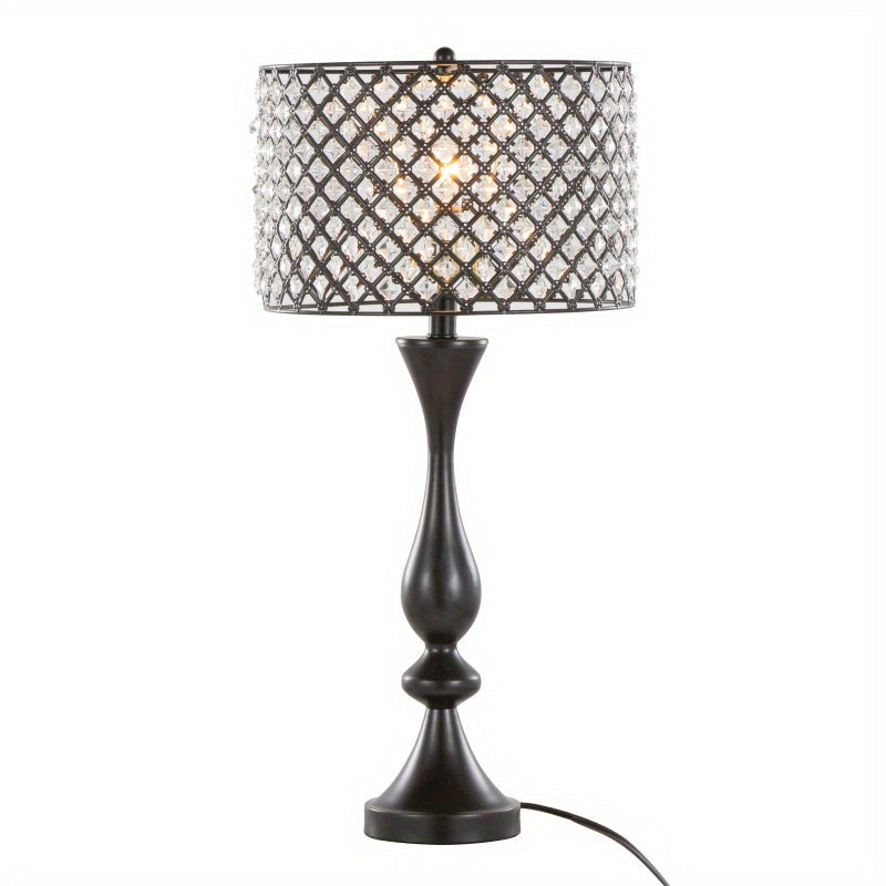 Topaz 27" Contemporary Metal Table Lamp in Oil Rubbed Bronze with Clear K9 Crystal and Metal Shade from Grandview Gallery by LumiSource