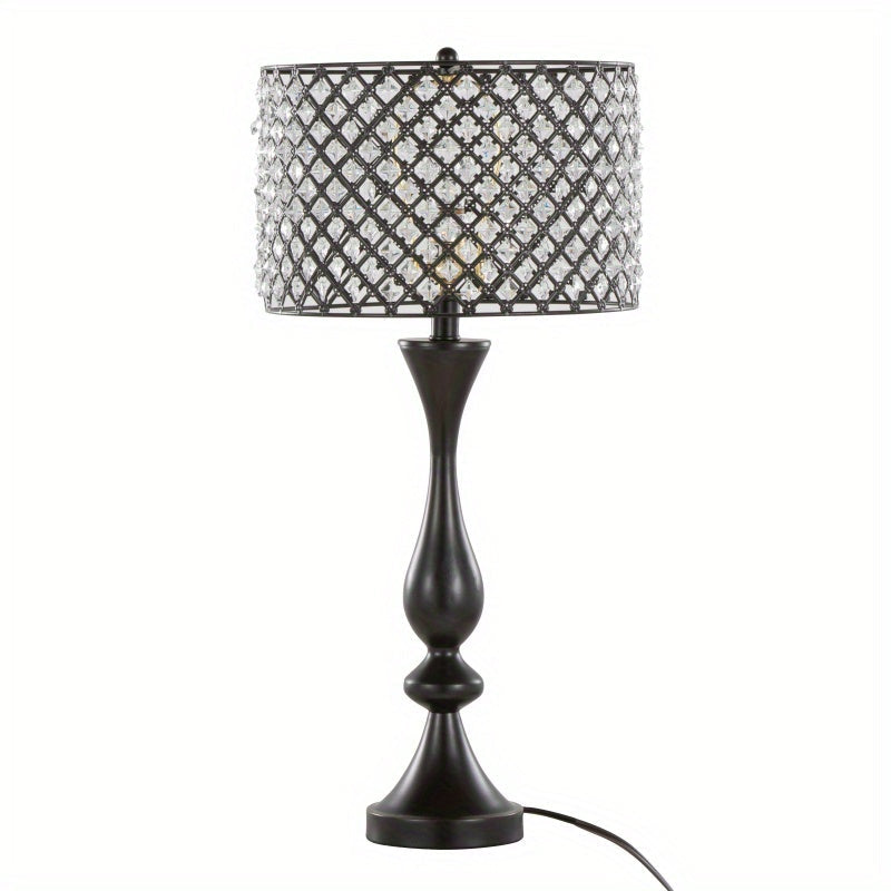 Topaz 27" Contemporary Metal Table Lamp in Oil Rubbed Bronze with Clear K9 Crystal and Metal Shade from Grandview Gallery by LumiSource