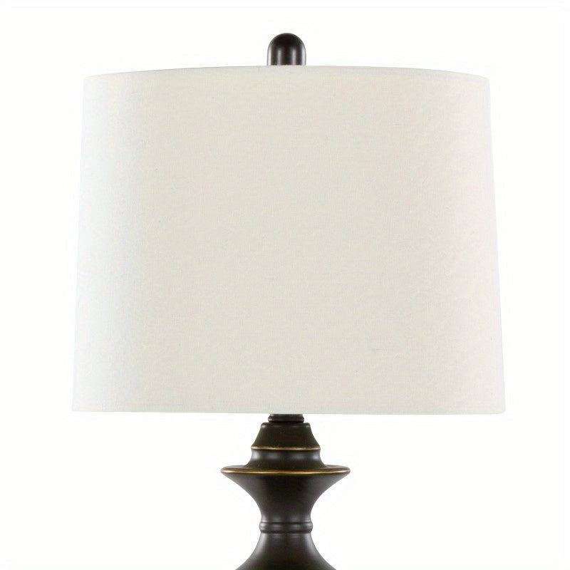 Montgomery 29" Contemporary Metal Table Lamp in Oil Rubbed Bronze with Off-White Linen Shade from Grandview Gallery by LumiSource - Set of 2