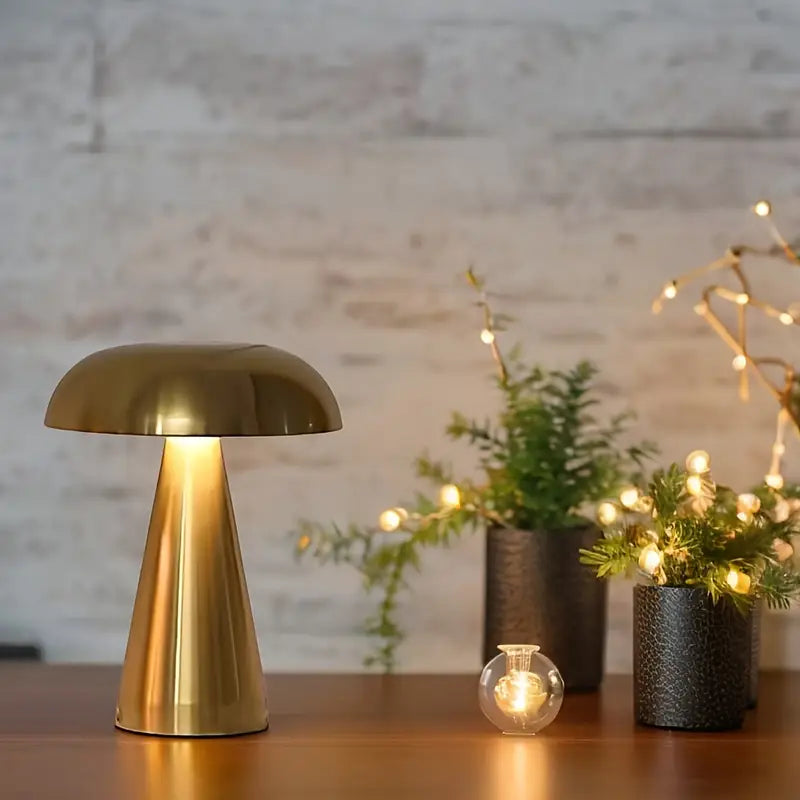 Golden Mushroom USB Rechargeable Table Lamp