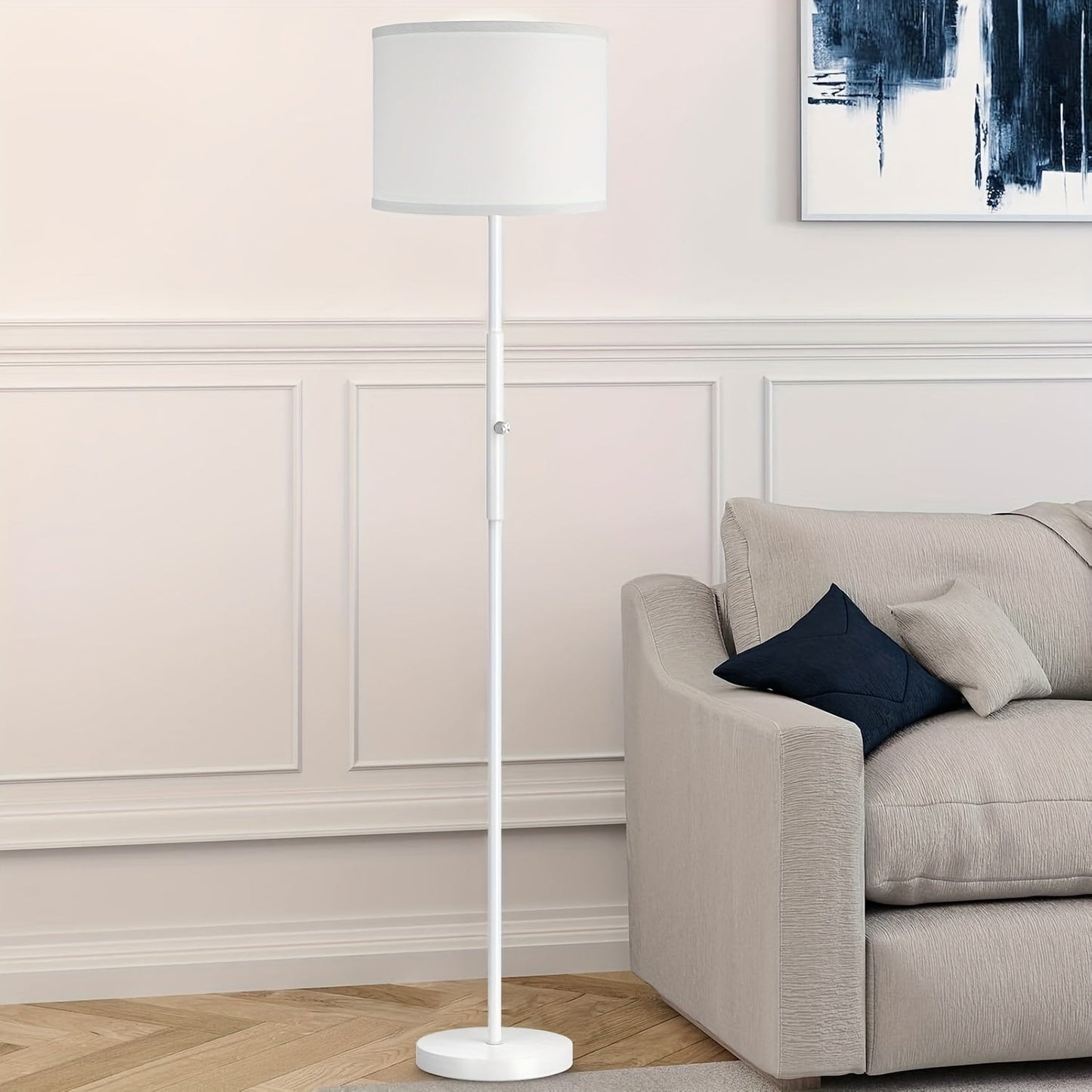 Floor Lamp For Living Room Bedroom With Lampshade Stencil, 65' Modern Tall Lamp Simple Design Standing Lamps For Kids Room Home Office Reading